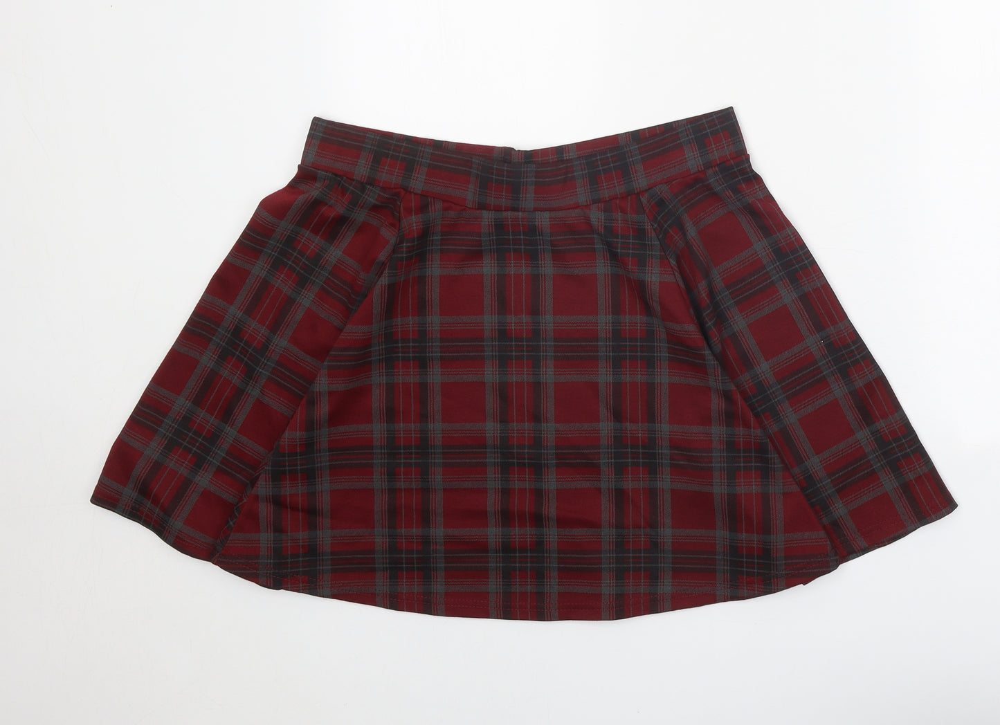 New Look Womens Red Plaid Polyester Skater Skirt Size 16