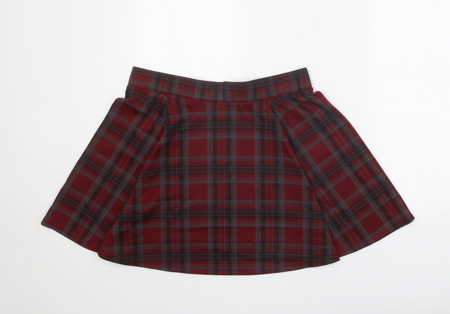 New Look Womens Red Plaid Polyester Skater Skirt Size 16