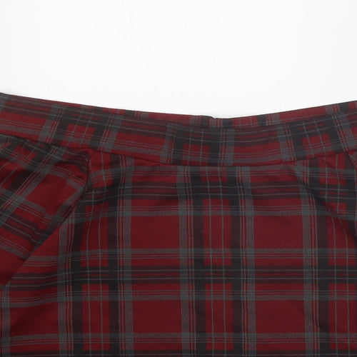 New Look Womens Red Plaid Polyester Skater Skirt Size 16
