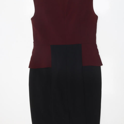 Linea Womens Black Polyester Pencil Dress Size 12 Square Neck Zip