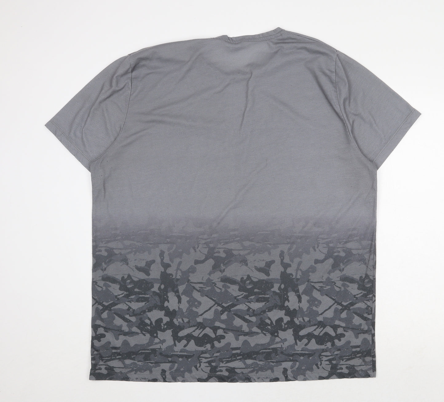 PEP&CO Mens Grey Camouflage Polyester T-Shirt Size 2XL Round Neck - Hustle