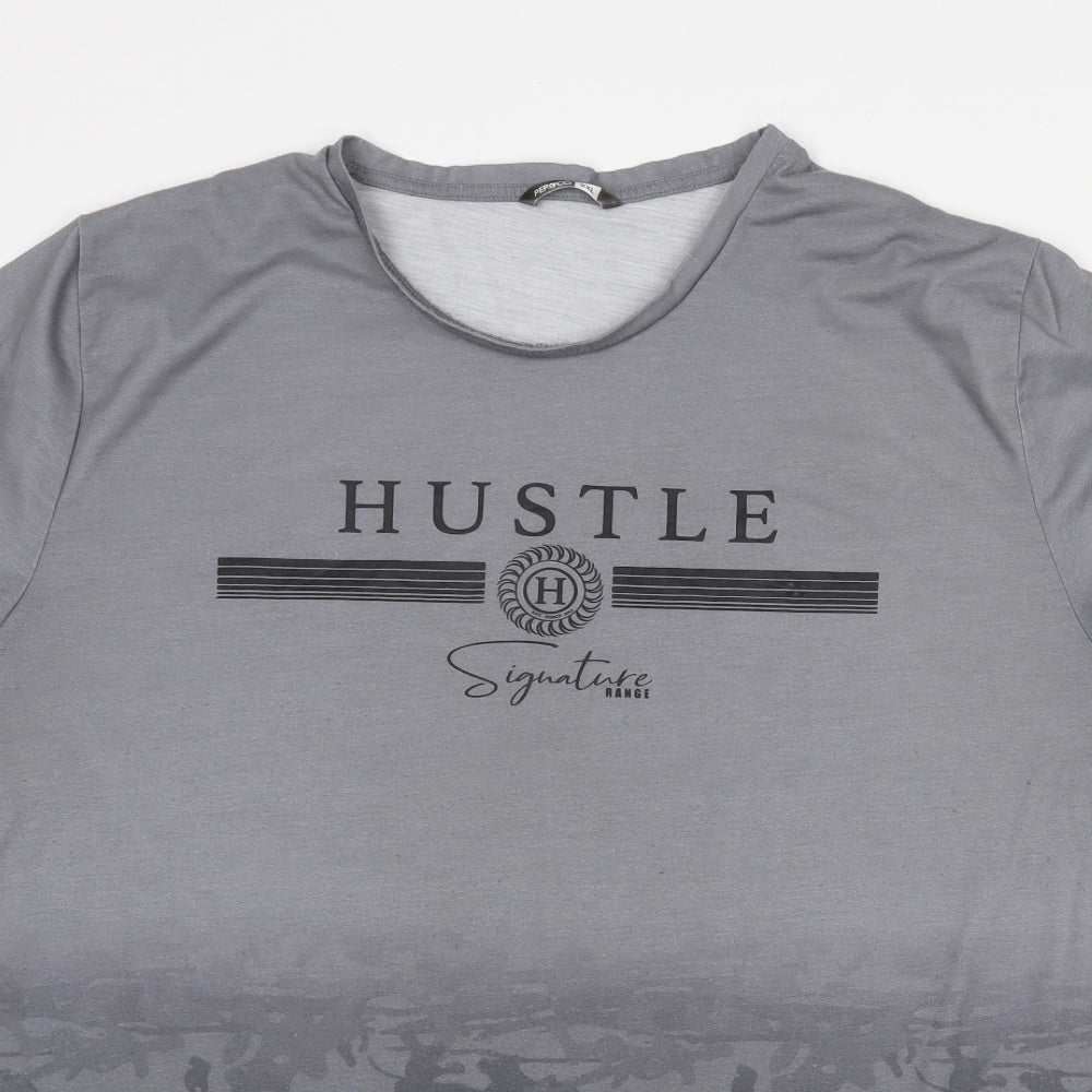 PEP&CO Mens Grey Camouflage Polyester T-Shirt Size 2XL Round Neck - Hustle