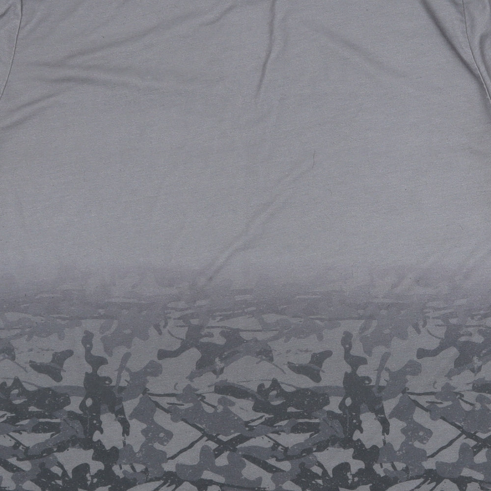 PEP&CO Mens Grey Camouflage Polyester T-Shirt Size 2XL Round Neck - Hustle
