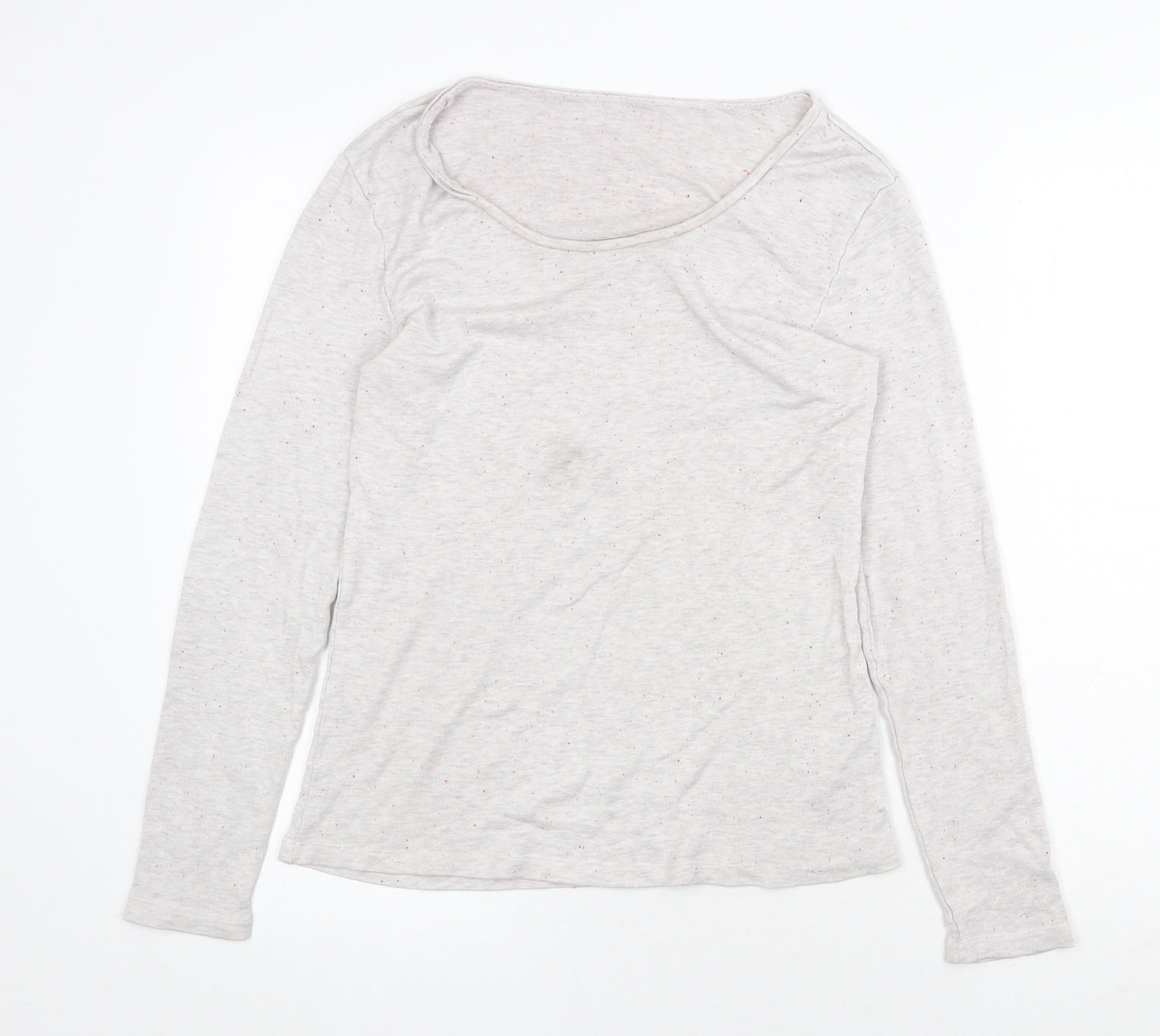 Marks and Spencer Womens Grey Acetate Basic T-Shirt Size 14 Scoop Neck