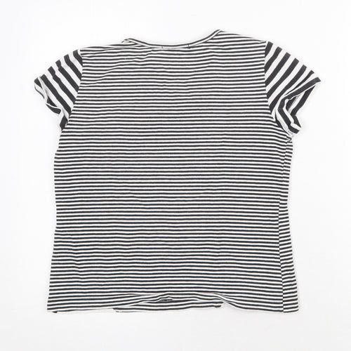 abyzz Womens Black Geometric Cotton Basic T-Shirt Size XL Round Neck