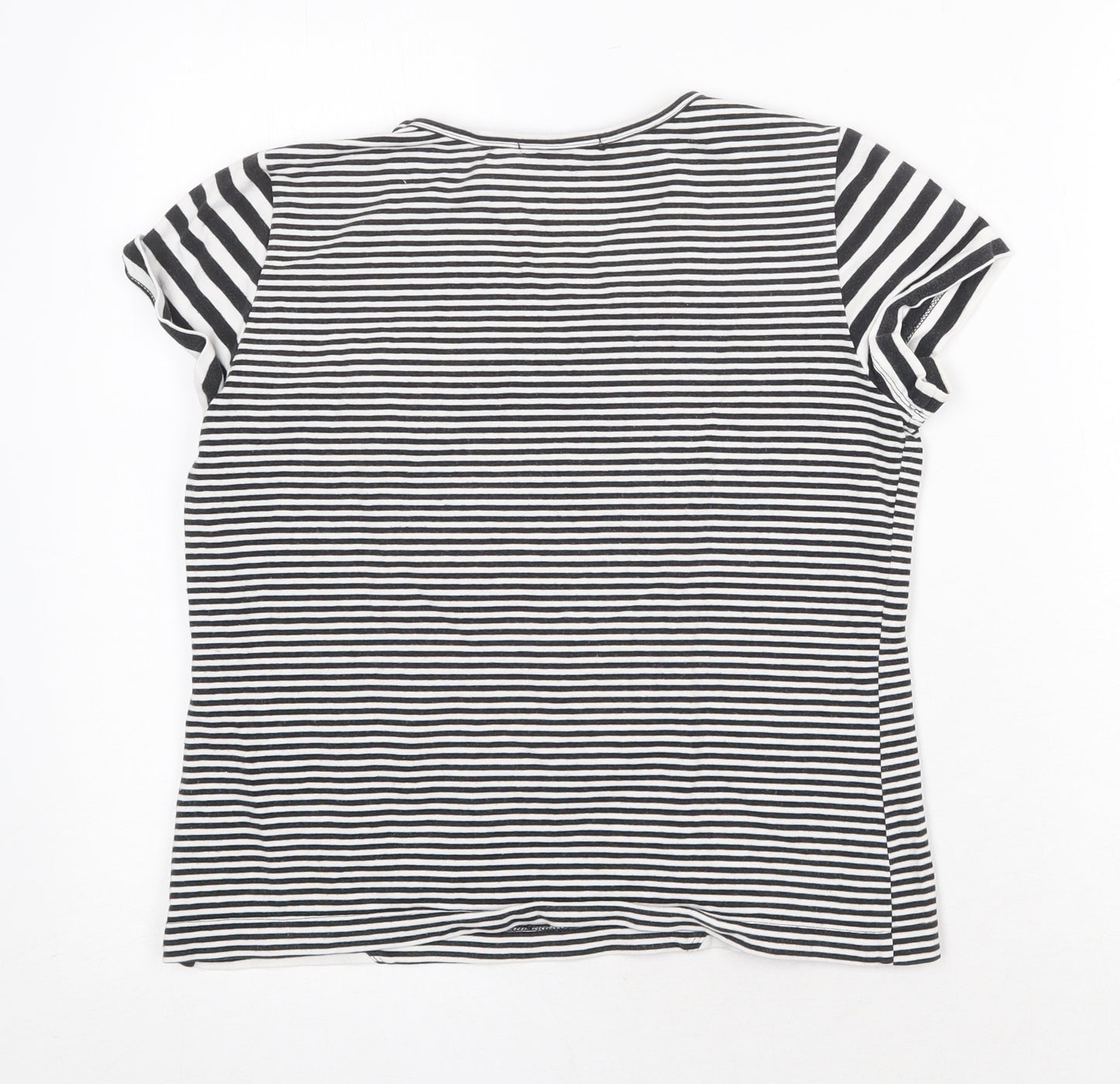 abyzz Womens Black Geometric Cotton Basic T-Shirt Size XL Round Neck