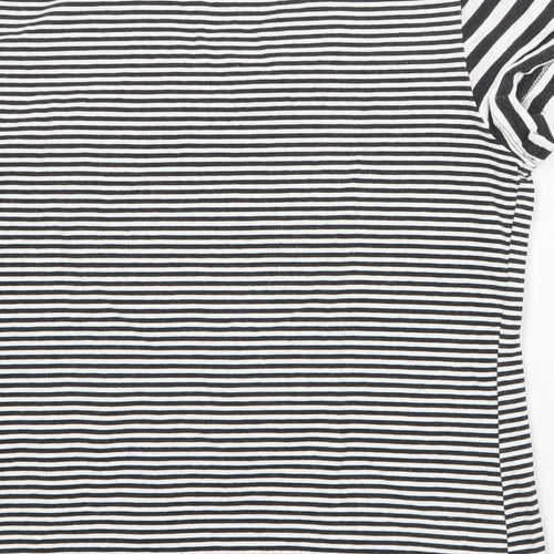 abyzz Womens Black Geometric Cotton Basic T-Shirt Size XL Round Neck