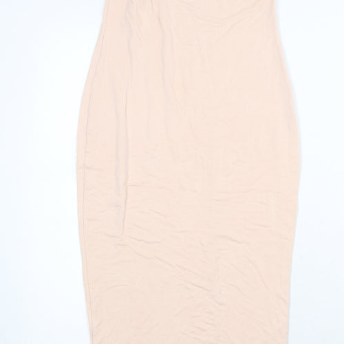 Missguided Womens Pink Viscose Bodycon Size 8 Off the Shoulder Pullover