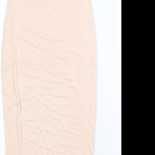 Missguided Womens Pink Viscose Bodycon Size 8 Off the Shoulder Pullover