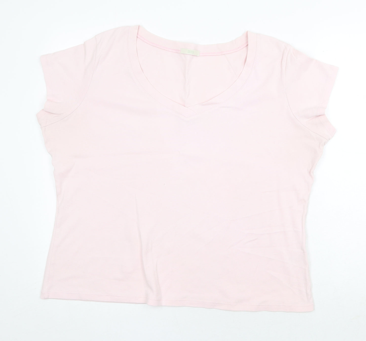 Marks and Spencer Womens Pink 100% Cotton Basic T-Shirt Size 22 Scoop Neck