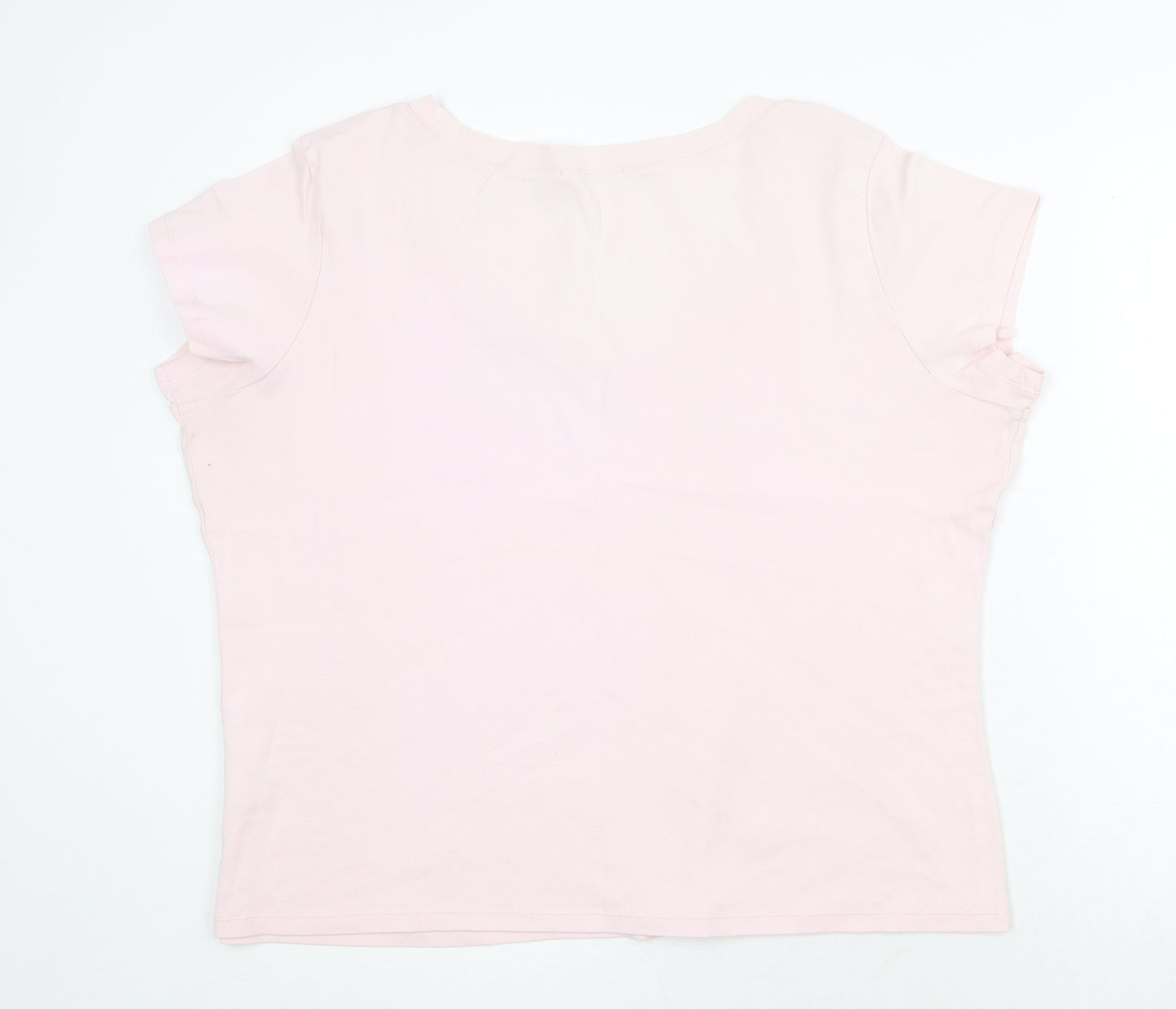 Marks and Spencer Womens Pink 100% Cotton Basic T-Shirt Size 22 Scoop Neck