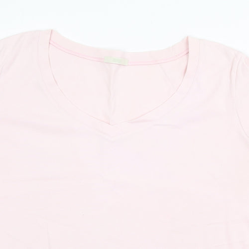 Marks and Spencer Womens Pink 100% Cotton Basic T-Shirt Size 22 Scoop Neck
