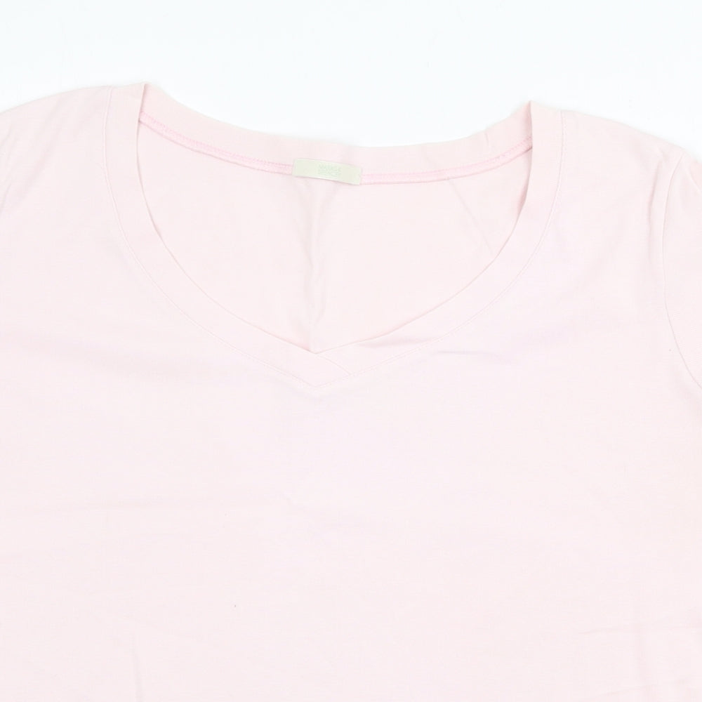 Marks and Spencer Womens Pink 100% Cotton Basic T-Shirt Size 22 Scoop Neck