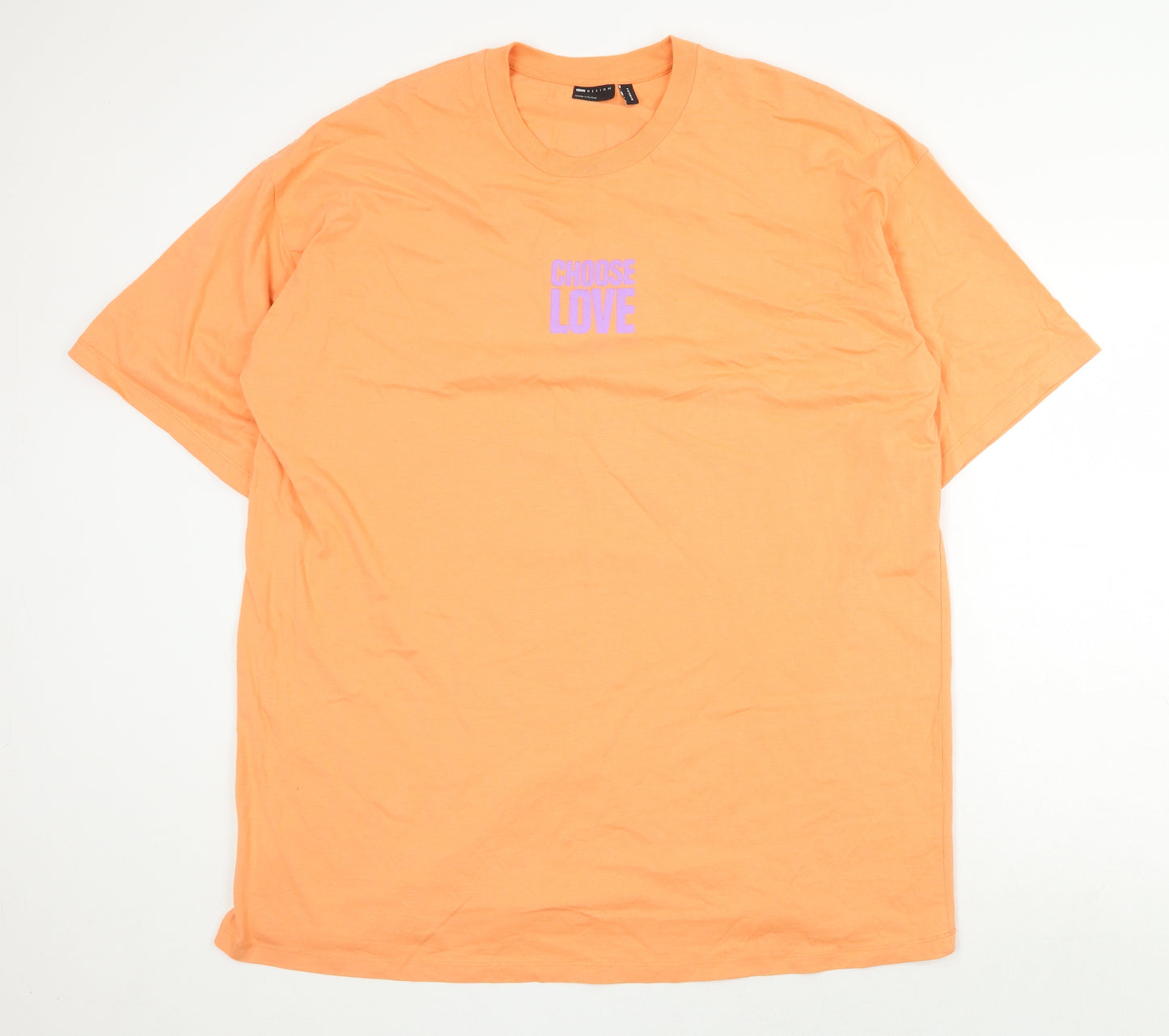 ASOS Womens Orange 100% Cotton Basic T-Shirt Size 8 Round Neck - Choose Love