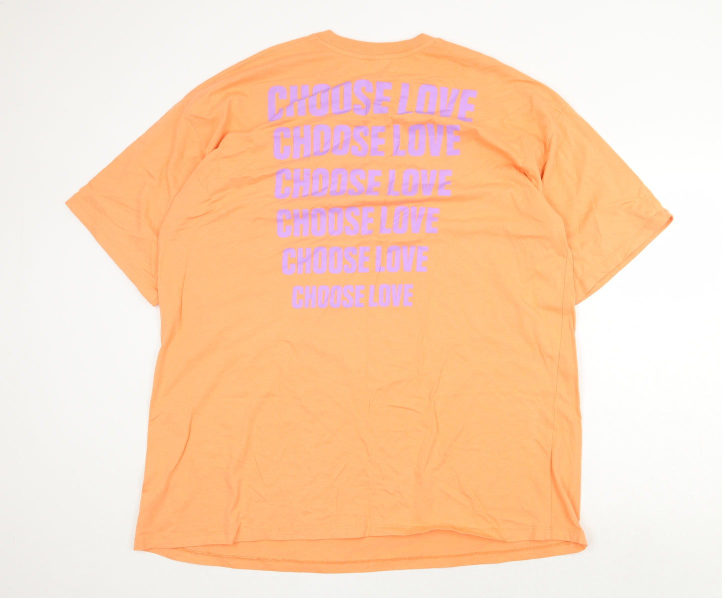 ASOS Womens Orange 100% Cotton Basic T-Shirt Size 8 Round Neck - Choose Love