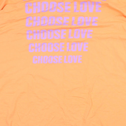 ASOS Womens Orange 100% Cotton Basic T-Shirt Size 8 Round Neck - Choose Love