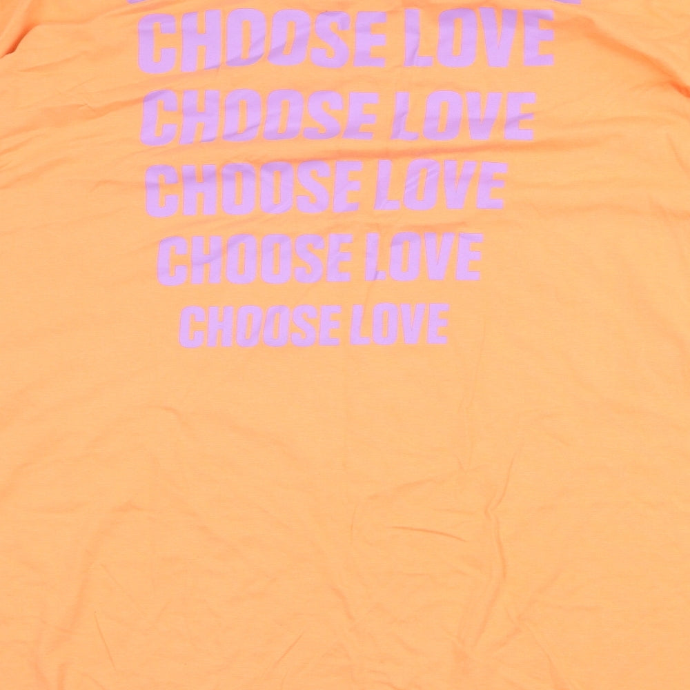 ASOS Womens Orange 100% Cotton Basic T-Shirt Size 8 Round Neck - Choose Love