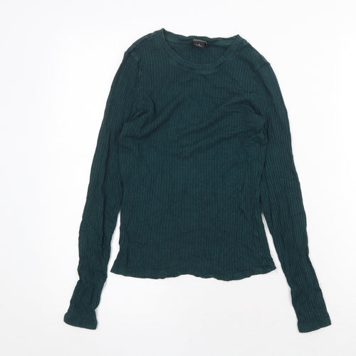 Monki Womens Green Cotton Basic T-Shirt Size 8 Round Neck