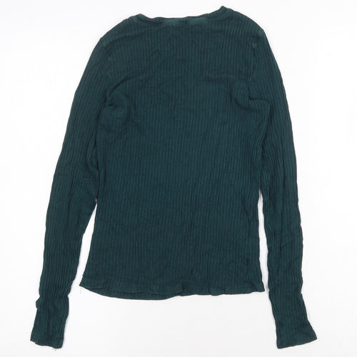 Monki Womens Green Cotton Basic T-Shirt Size 8 Round Neck