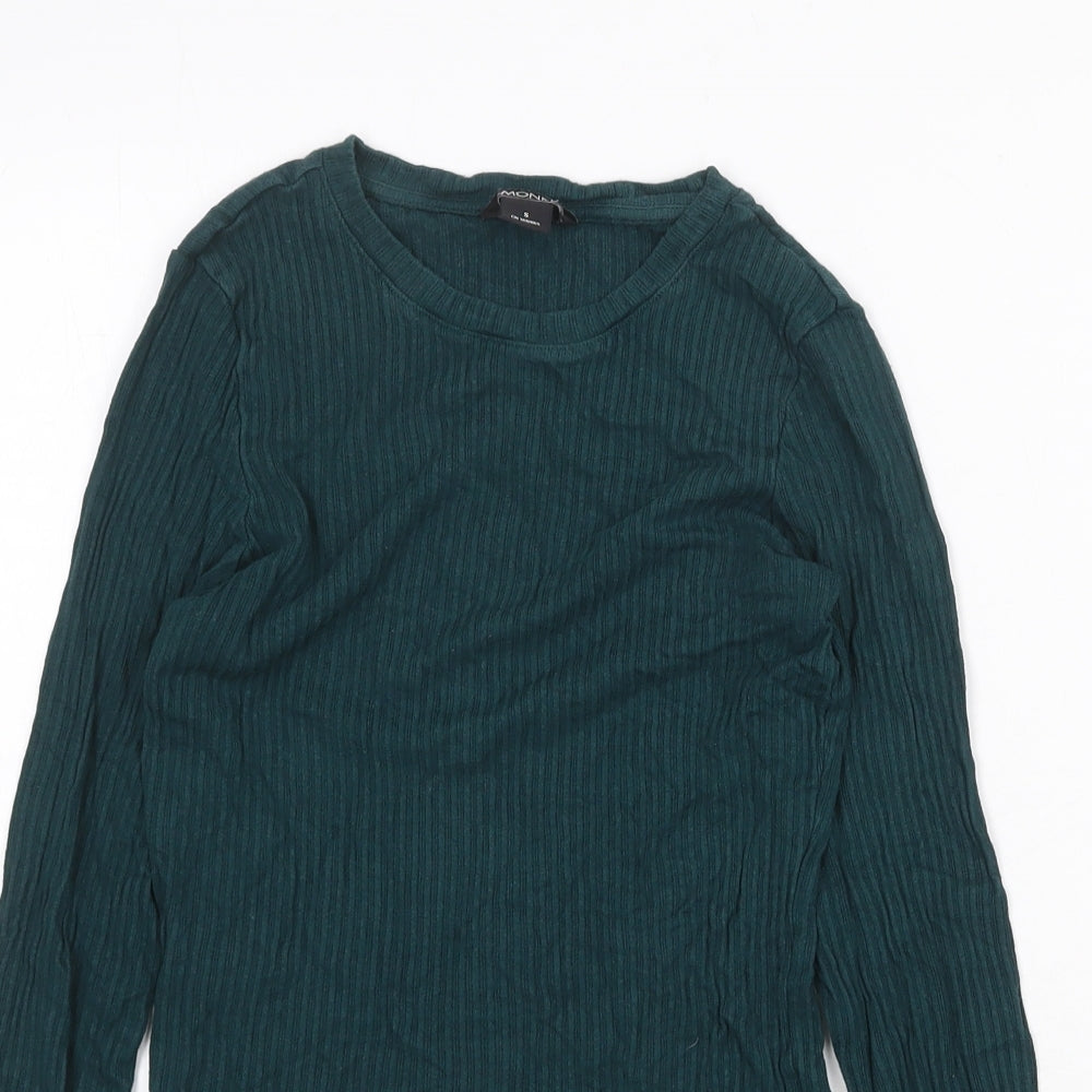 Monki Womens Green Cotton Basic T-Shirt Size 8 Round Neck