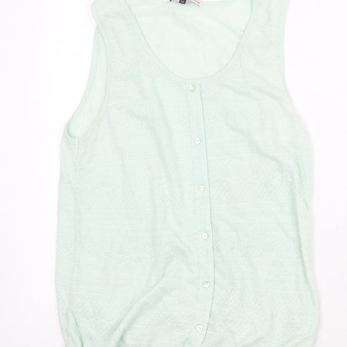 River Island Womens Green Cotton Basic Tank Size 12 Scoop Neck