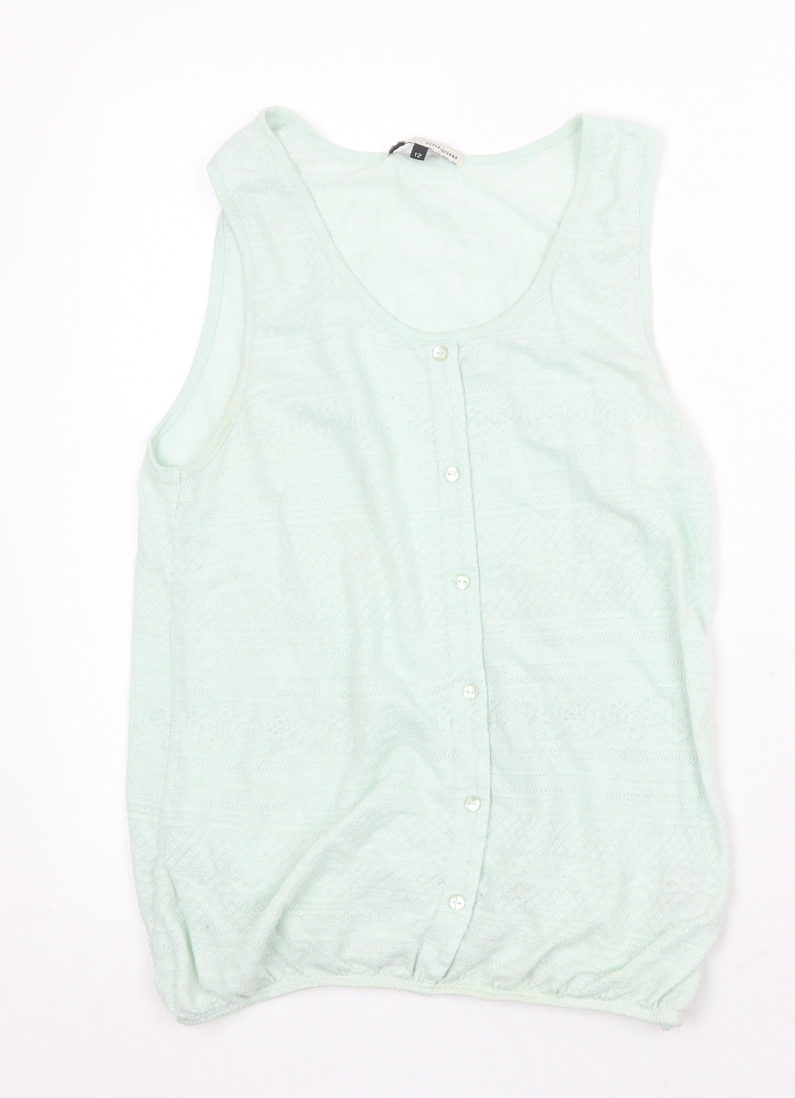 River Island Womens Green Cotton Basic Tank Size 12 Scoop Neck