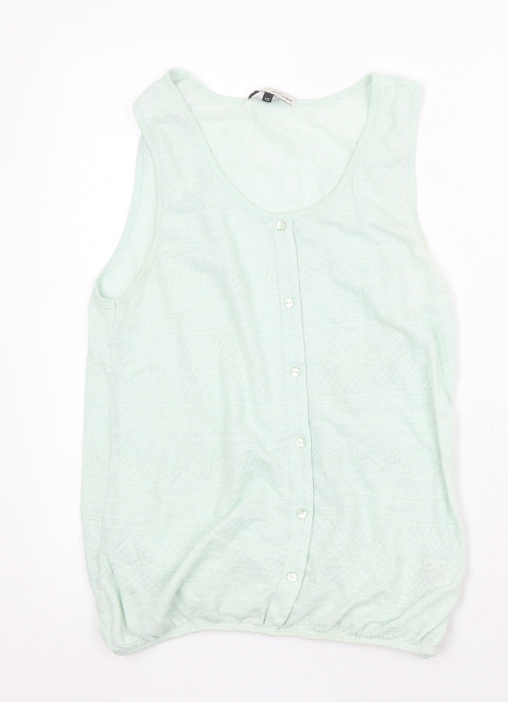 River Island Womens Green Cotton Basic Tank Size 12 Scoop Neck