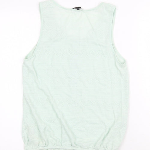 River Island Womens Green Cotton Basic Tank Size 12 Scoop Neck
