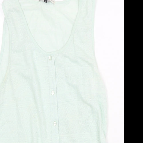 River Island Womens Green Cotton Basic Tank Size 12 Scoop Neck