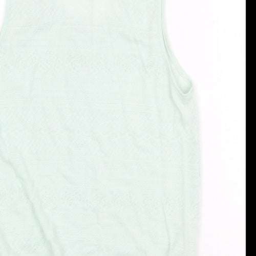 River Island Womens Green Cotton Basic Tank Size 12 Scoop Neck