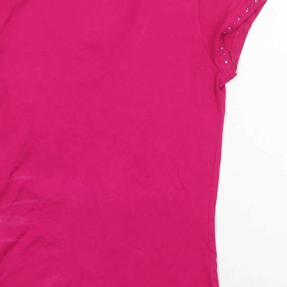 Jupi Womens Pink Viscose Basic T-Shirt Size 12 V-Neck