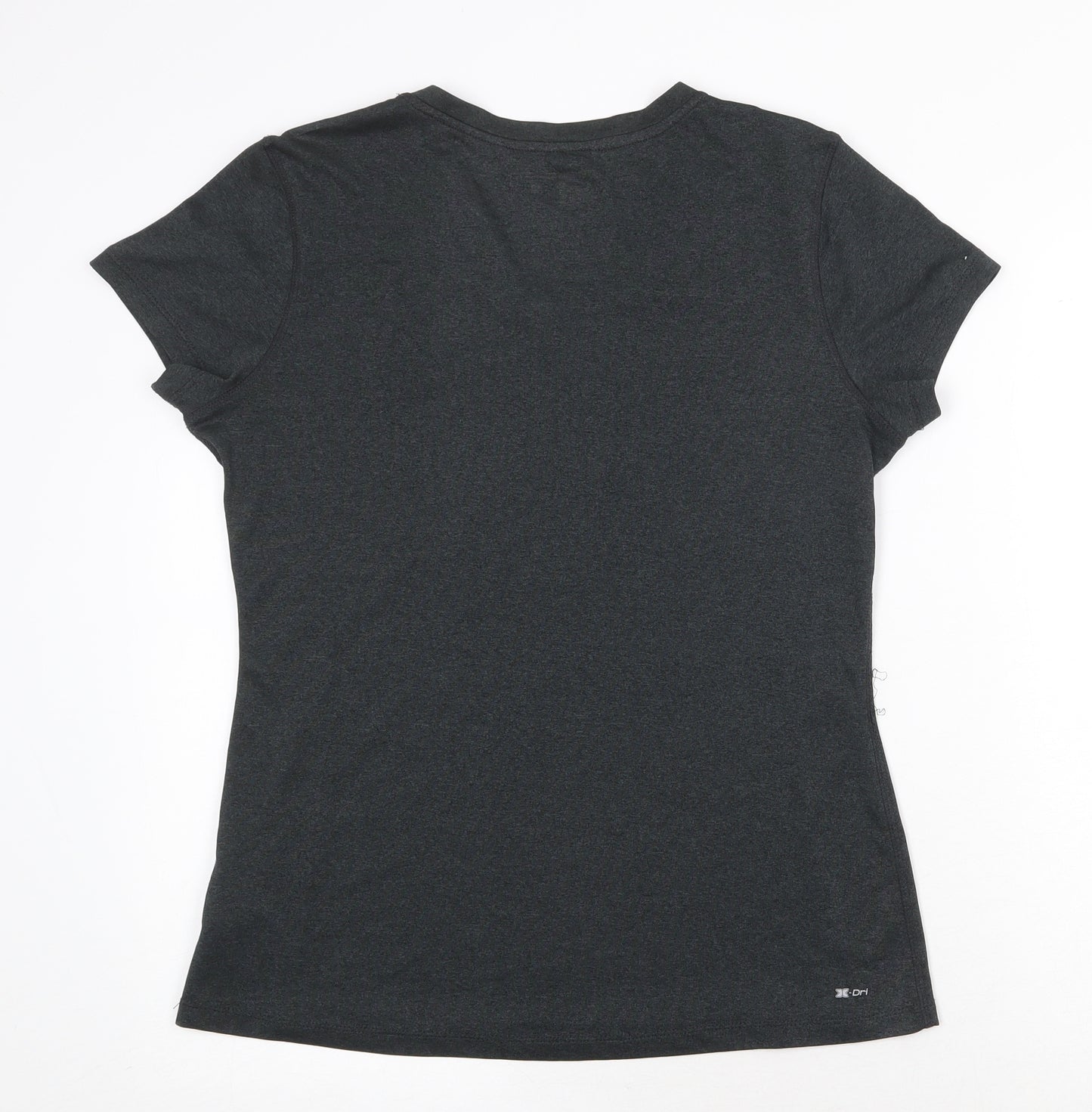 RBX Womens Grey Polyester Basic T-Shirt Size L V-Neck Pullover