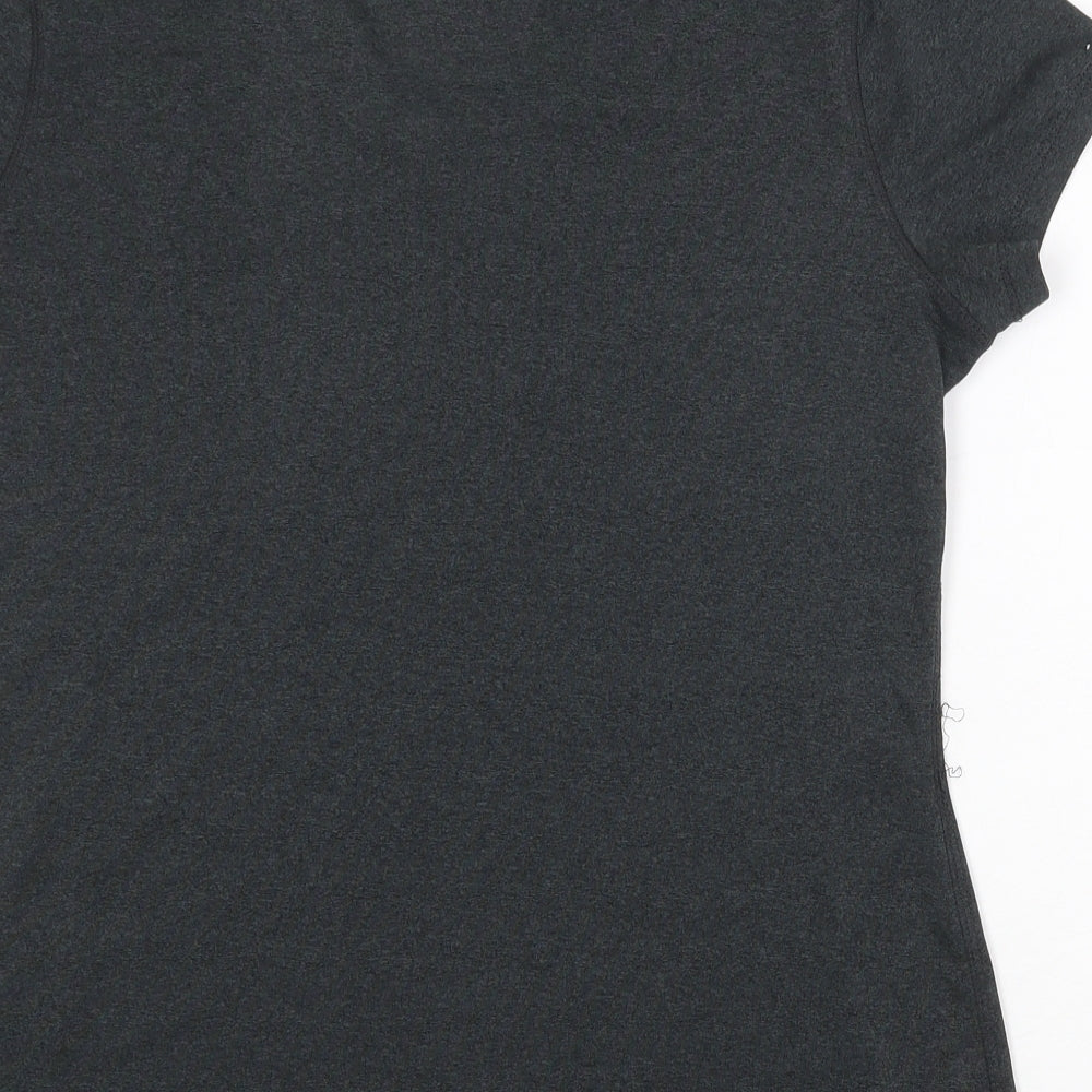 RBX Womens Grey Polyester Basic T-Shirt Size L V-Neck Pullover