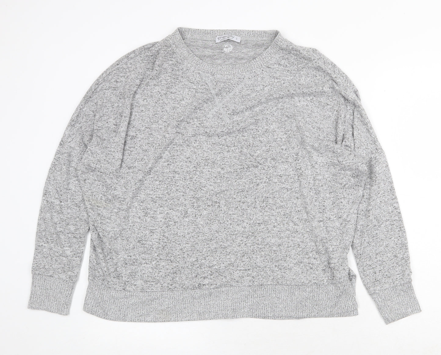 Gingerlilly Womens Grey Round Neck Viscose Pullover Jumper Size S