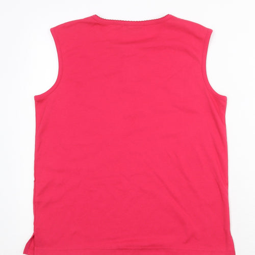 Bonmarché Womens Pink Polyester Basic Tank Size S Boat Neck