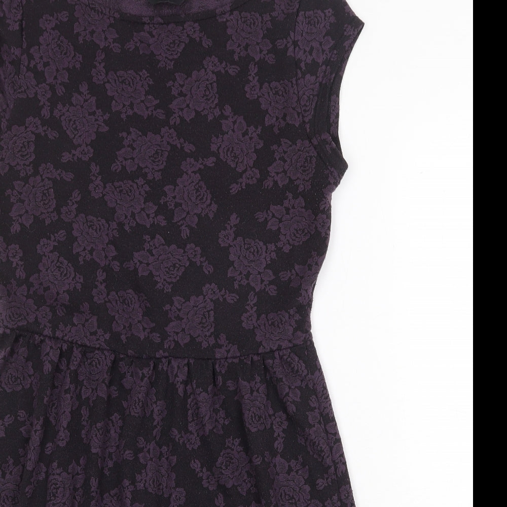 Dorothy Perkins Womens Purple Geometric Polyester A-Line Size 14 Round Neck Pullover