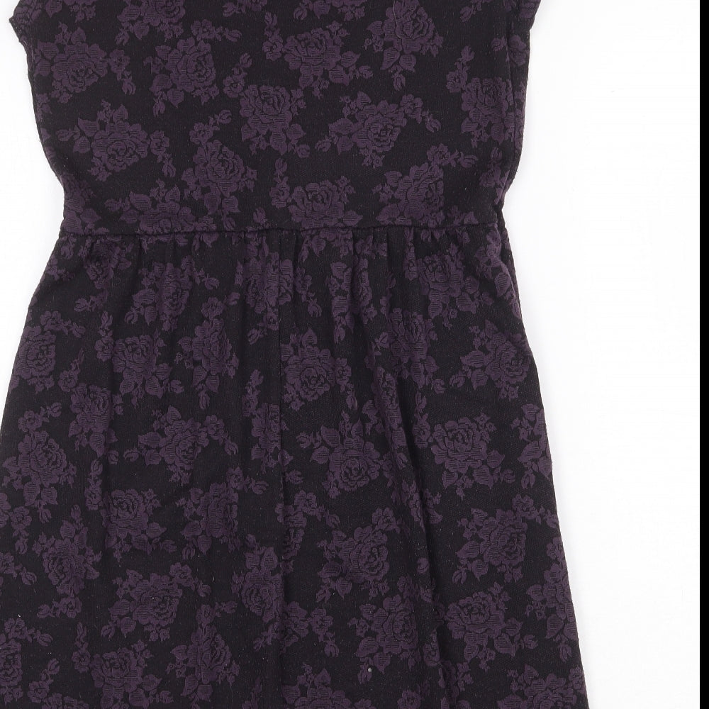 Dorothy Perkins Womens Purple Geometric Polyester A-Line Size 14 Round Neck Pullover