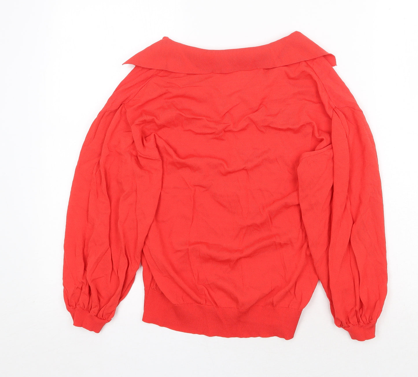 Oliver Bonas Womens Red Viscose Basic Blouse Size 6 Collared