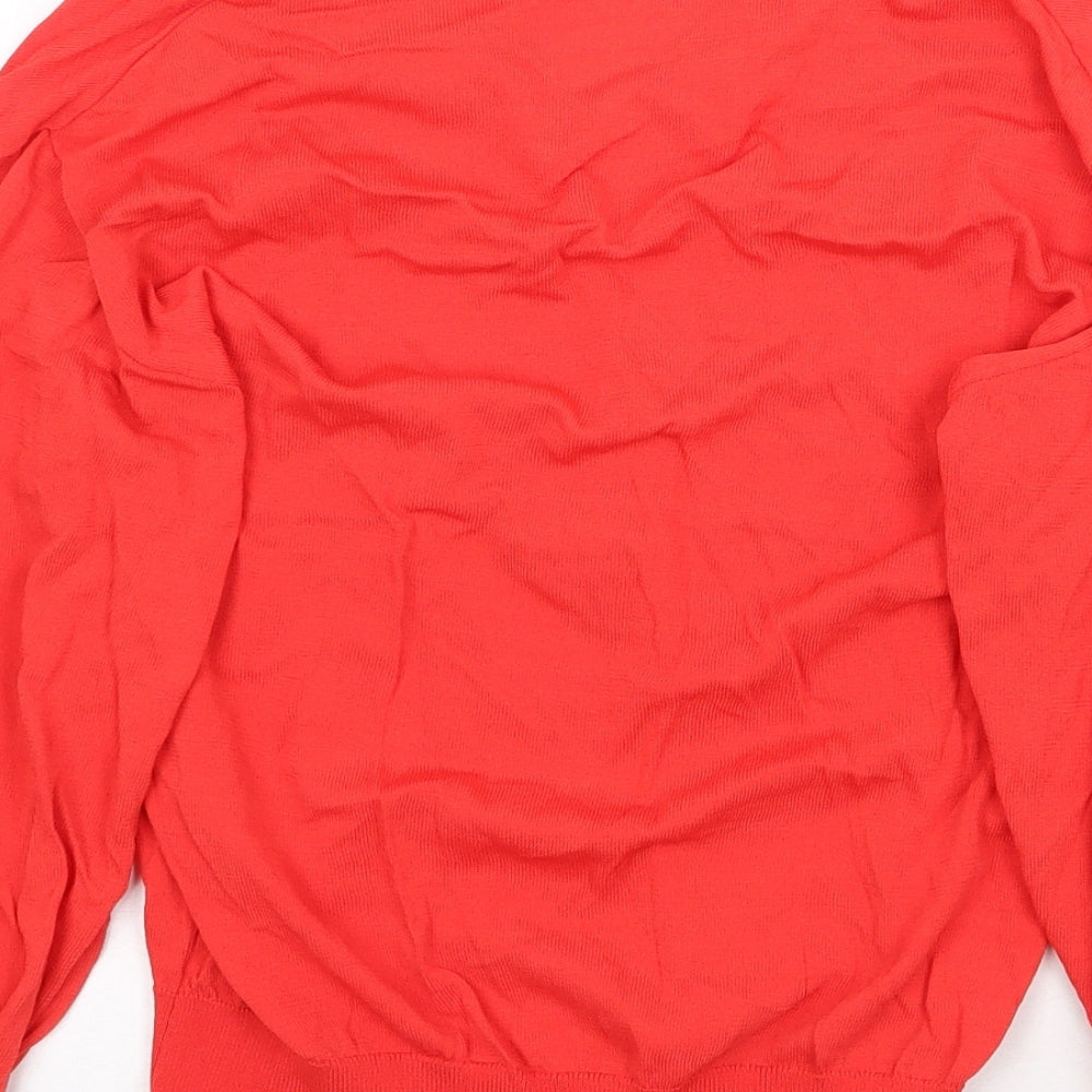 Oliver Bonas Womens Red Viscose Basic Blouse Size 6 Collared