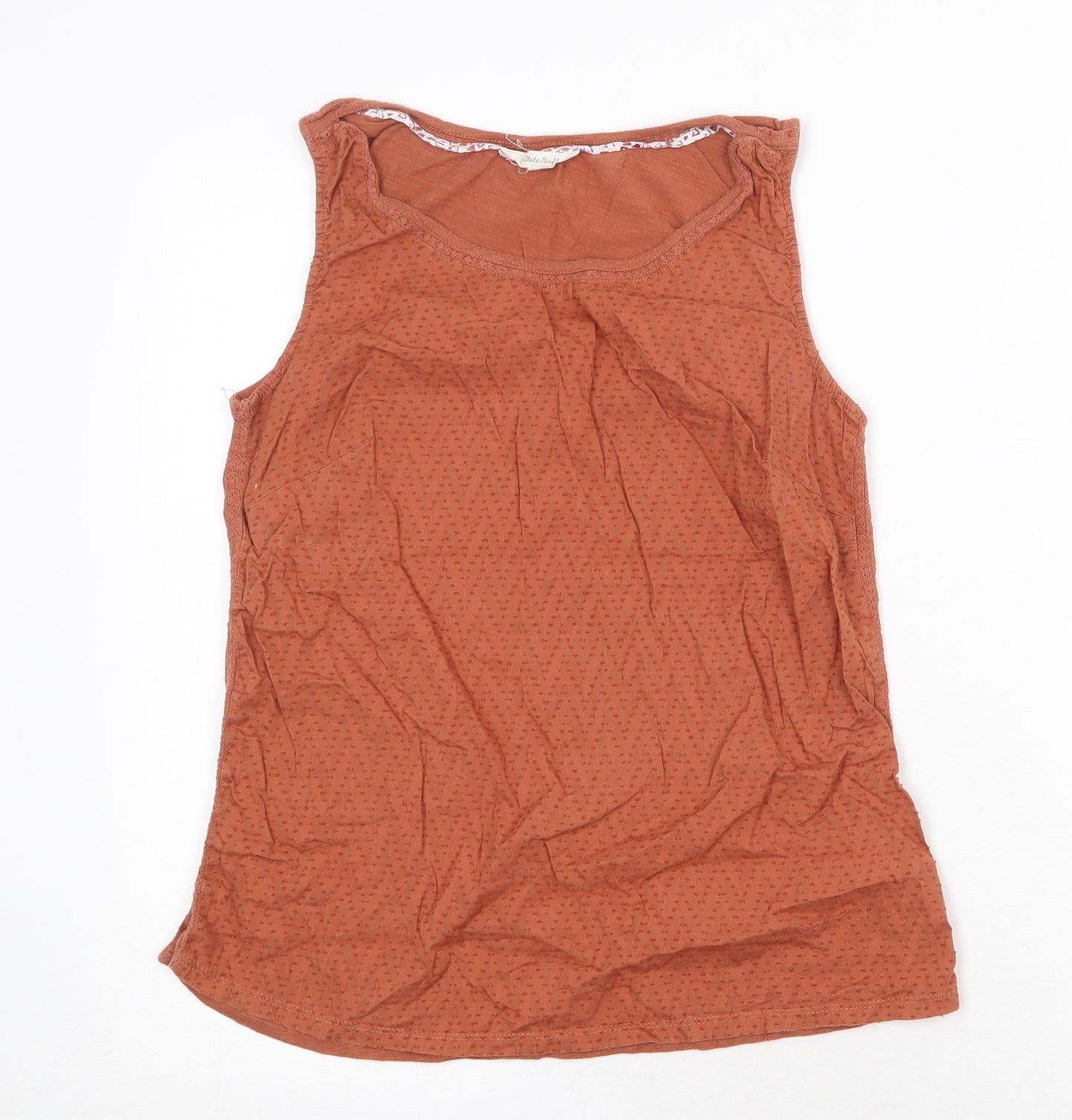White Stuff Womens Orange Cotton Basic Tank Size 10 Round Neck