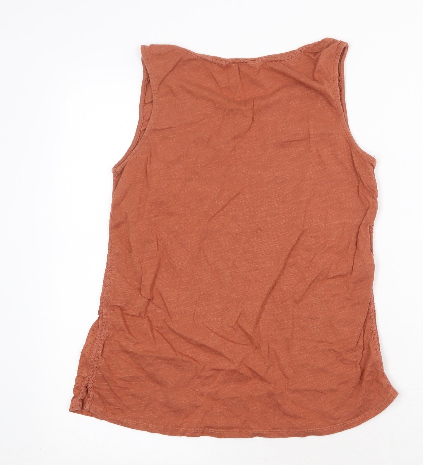 White Stuff Womens Orange Cotton Basic Tank Size 10 Round Neck