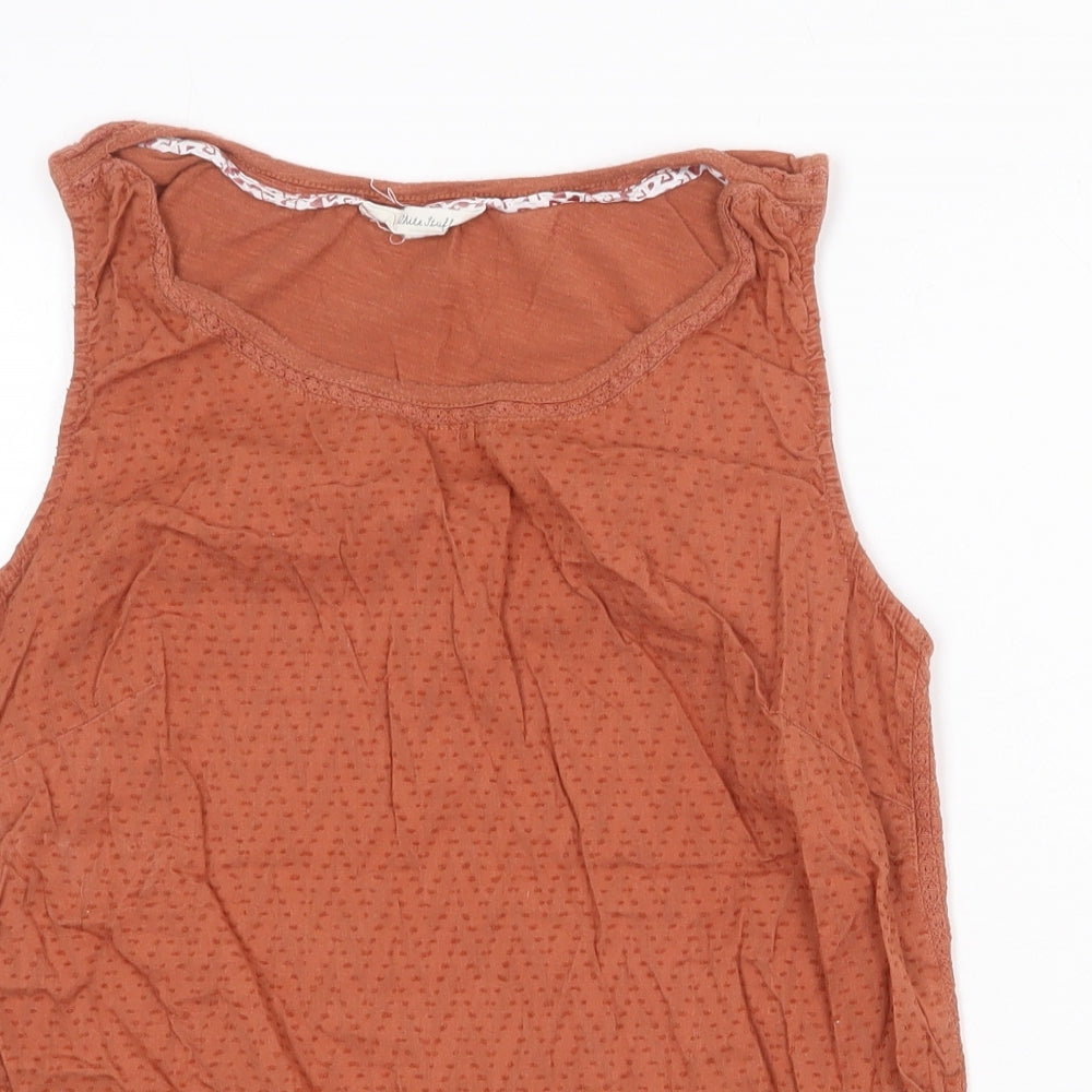 White Stuff Womens Orange Cotton Basic Tank Size 10 Round Neck