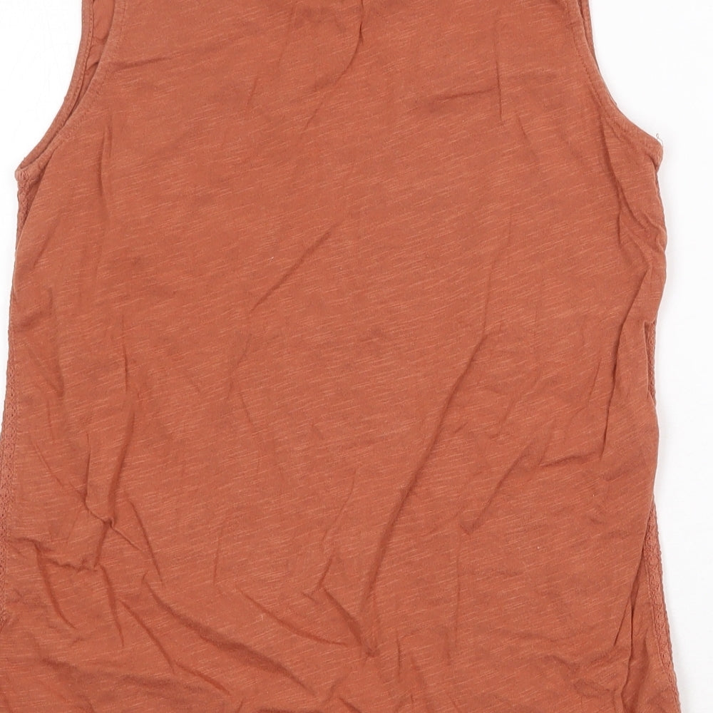 White Stuff Womens Orange Cotton Basic Tank Size 10 Round Neck
