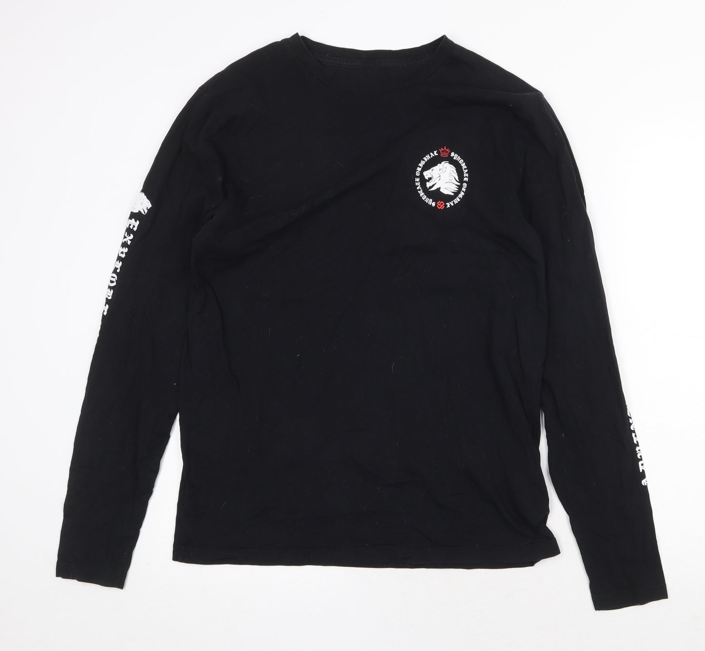 Syndicate Original Mens Black Cotton T-Shirt Size M Round Neck