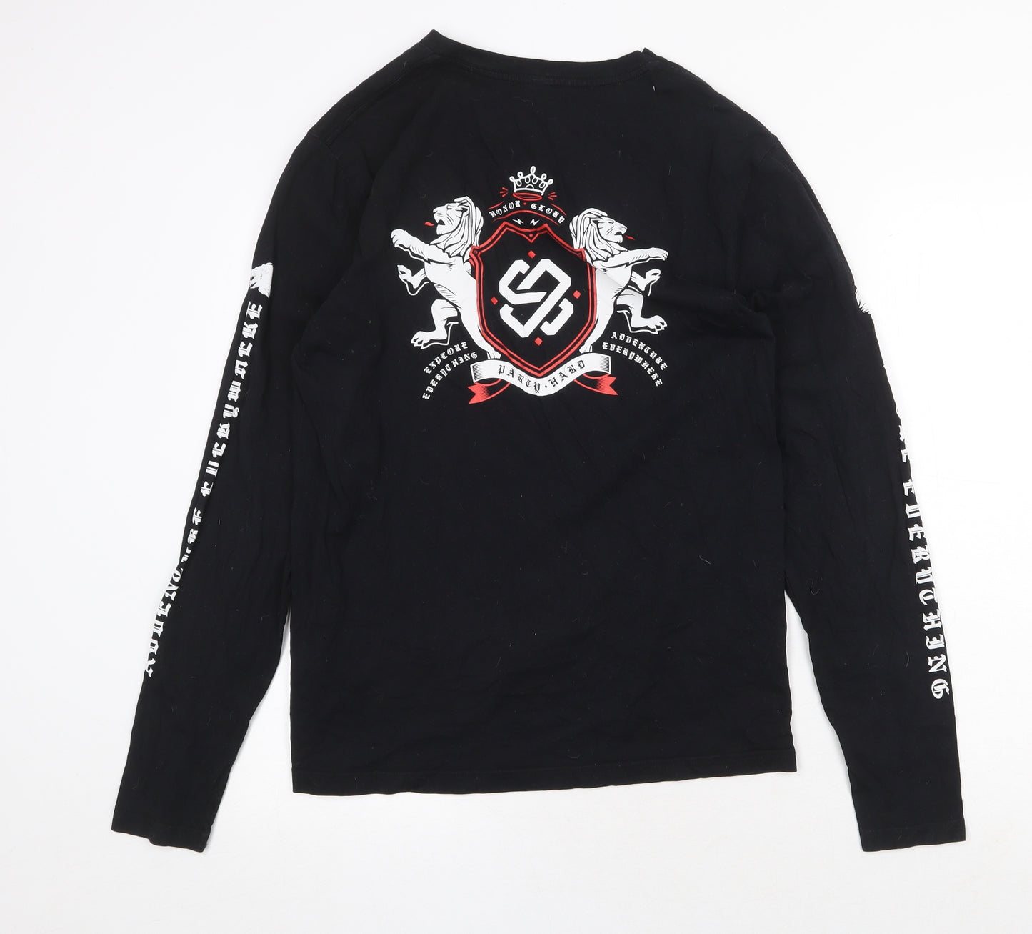 Syndicate Original Mens Black Cotton T-Shirt Size M Round Neck