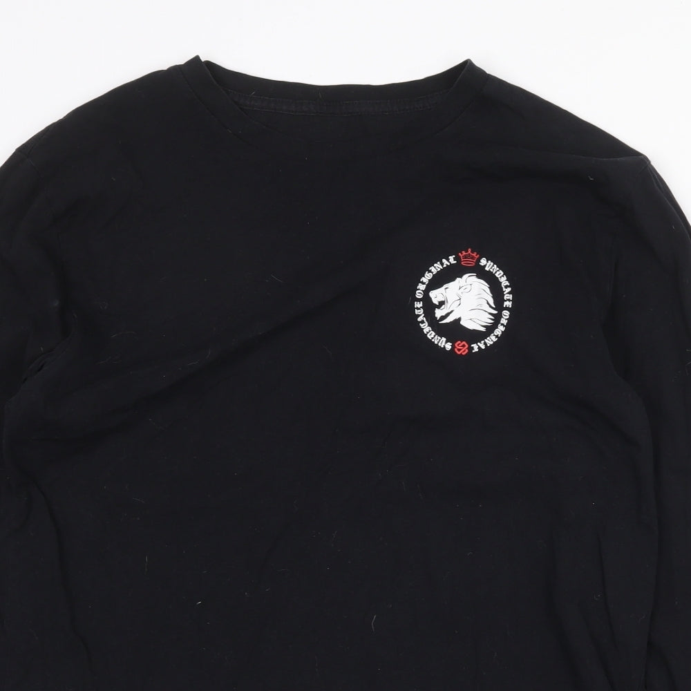 Syndicate Original Mens Black Cotton T-Shirt Size M Round Neck