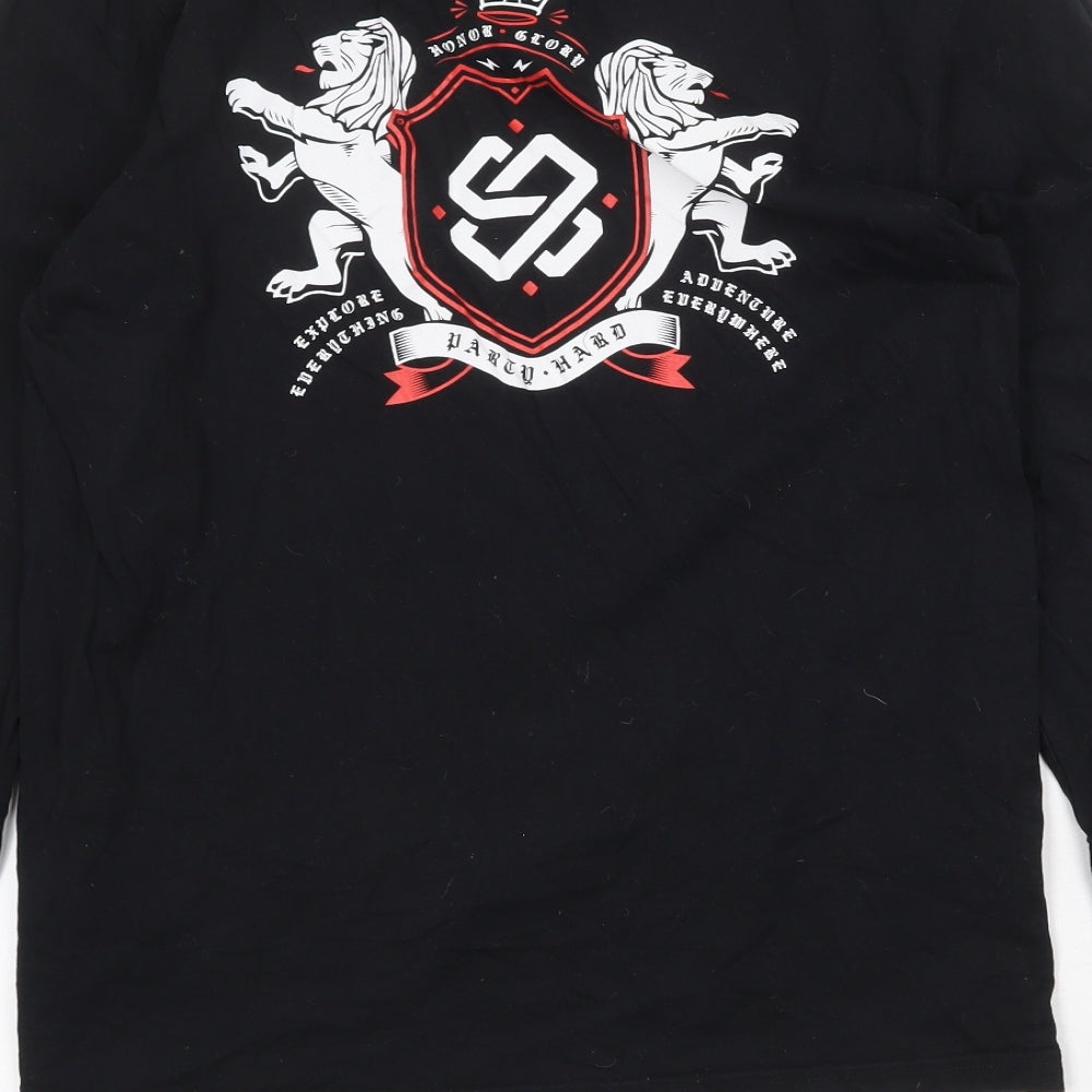 Syndicate Original Mens Black Cotton T-Shirt Size M Round Neck