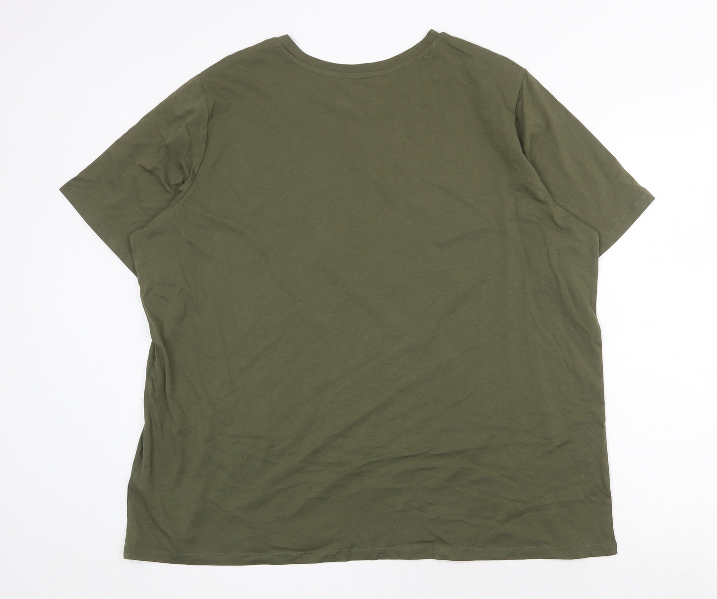 Marks and Spencer Womens Green 100% Cotton Basic T-Shirt Size 20 Round Neck