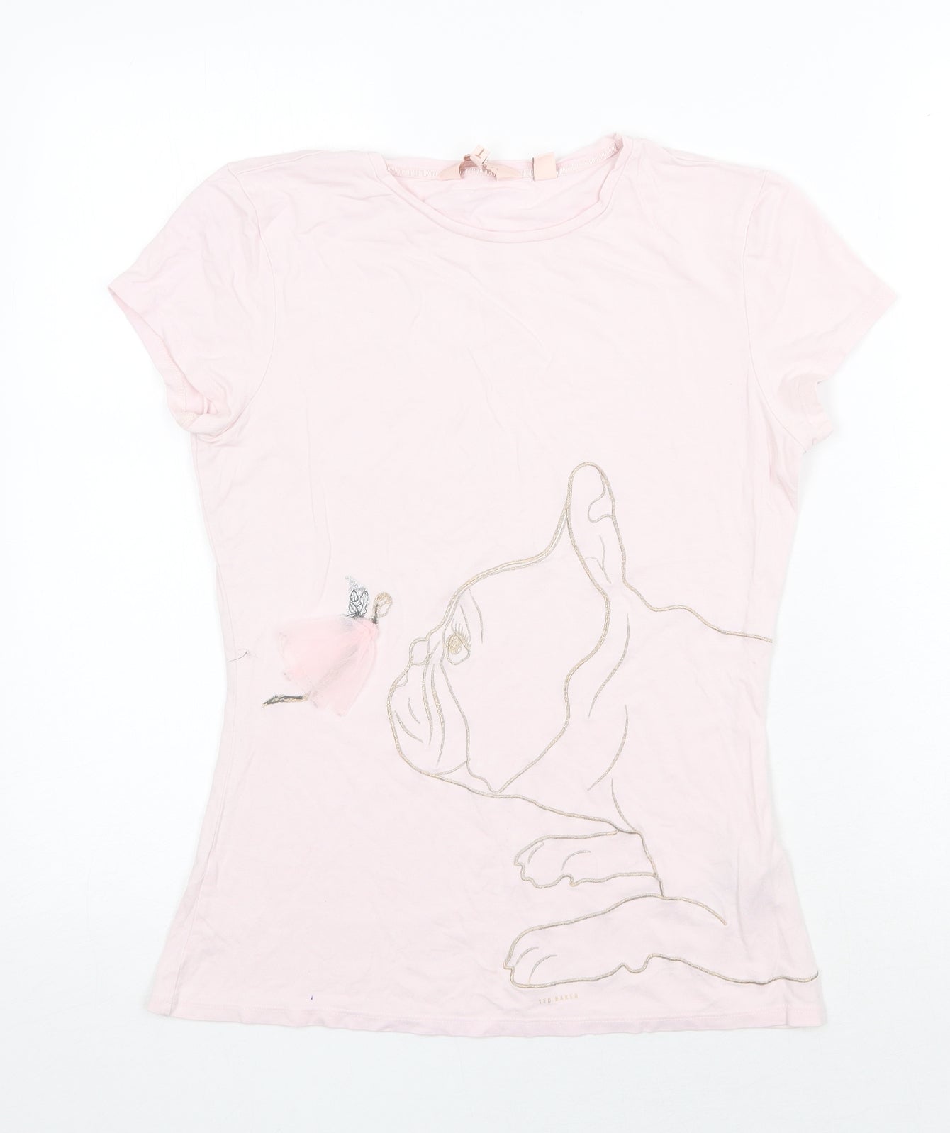 Ted Baker Womens Pink Cotton Basic T-Shirt Size S Round Neck - Pug
