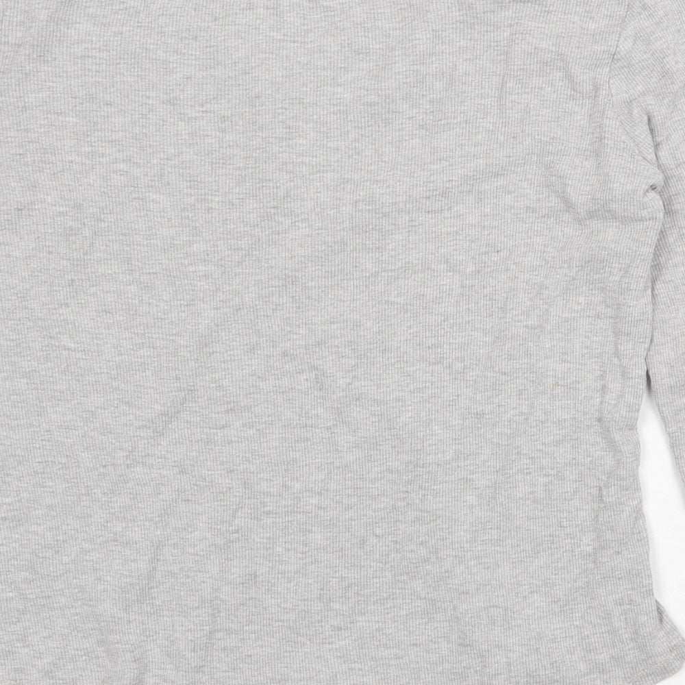 Marks and Spencer Womens Grey Cotton Basic T-Shirt Size 12 V-Neck